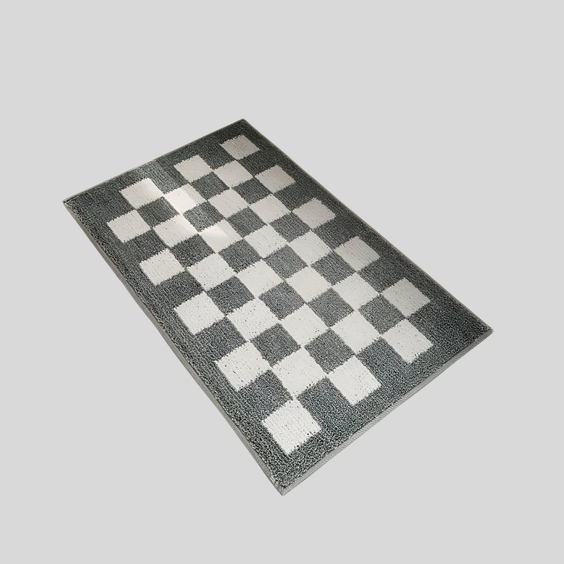 Tapis De Bain En Peluche À Carreaux Doux | Valuna