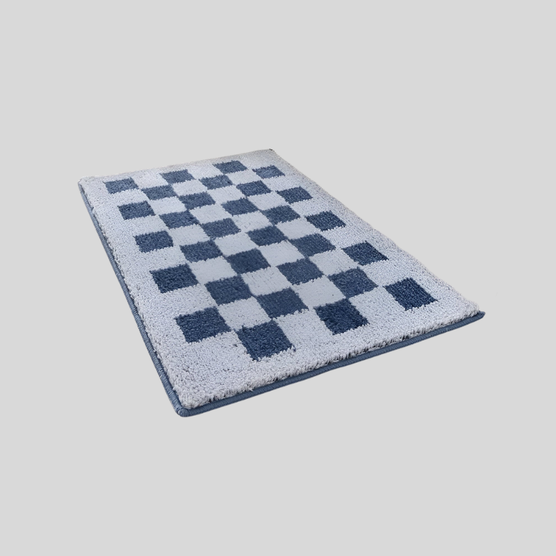 Tapis De Bain En Peluche À Carreaux Doux | Valuna