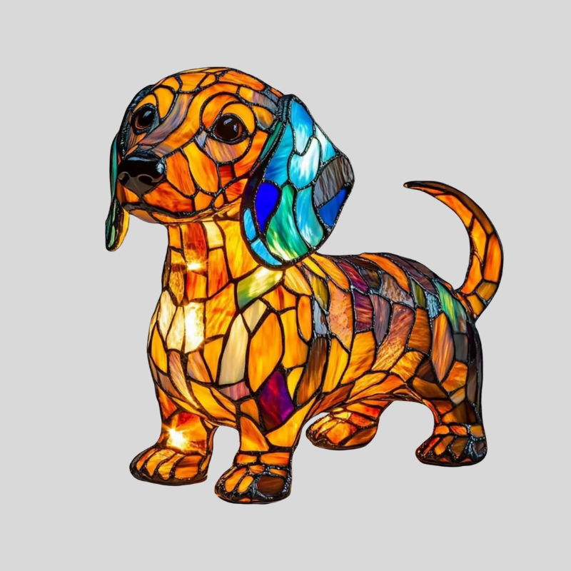 Art Nouveau | Lampe De Table En Verre Sculpté Chat Et Chien | Valuna