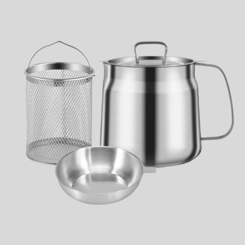 Poêle Friteuse 2-en-1 en Acier Inoxydable | Frire & Servir avec Précision | Valuna