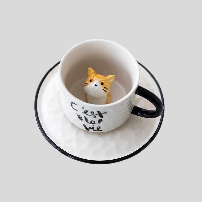 Chat Caché | Tasse En Céramique Originale Et Ludique | Valuna