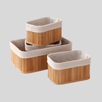 Ensemble de 4 Paniers en Bambou avec Doublure en Coton Amovible - Valuna