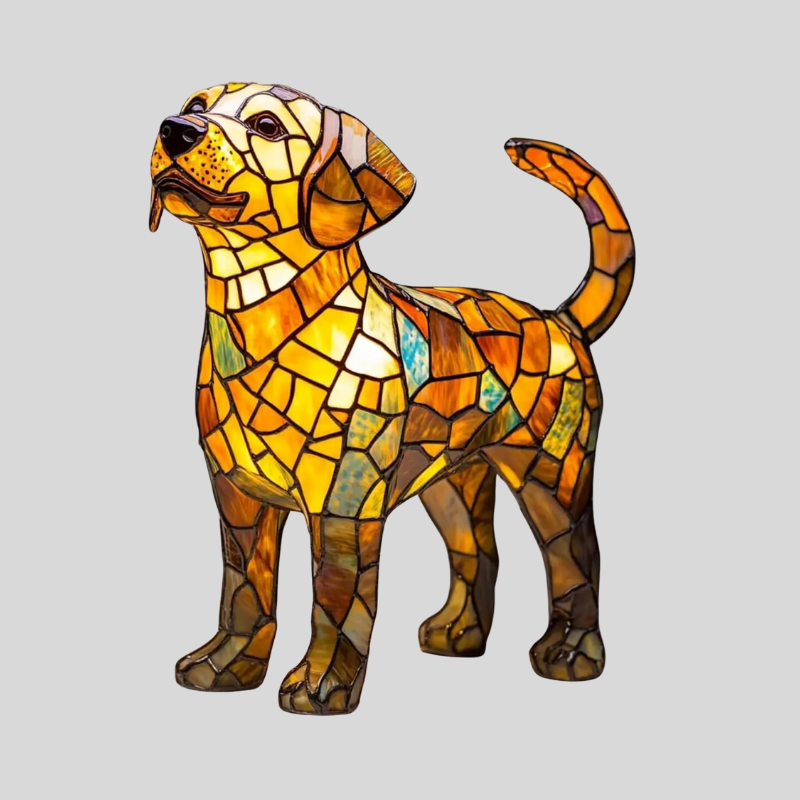 Art Nouveau | Lampe De Table En Verre Sculpté Chat Et Chien | Valuna