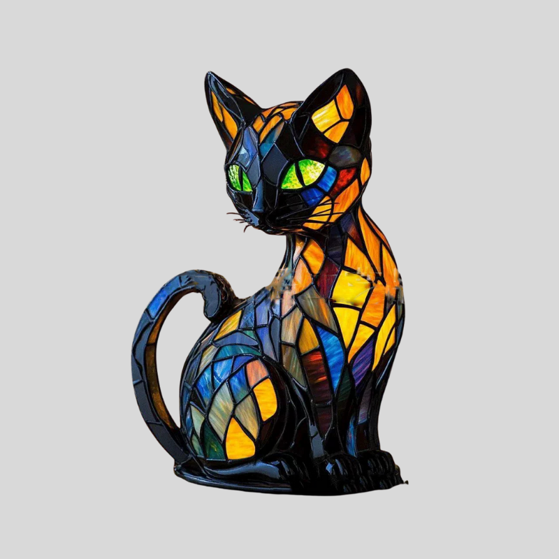 Art Nouveau | Lampe De Table En Verre Sculpté Chat Et Chien | Valuna