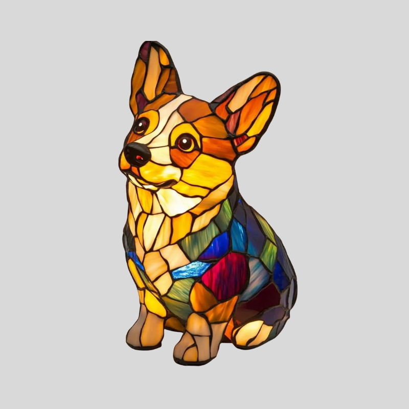 Art Nouveau | Lampe De Table En Verre Sculpté Chat Et Chien | Valuna