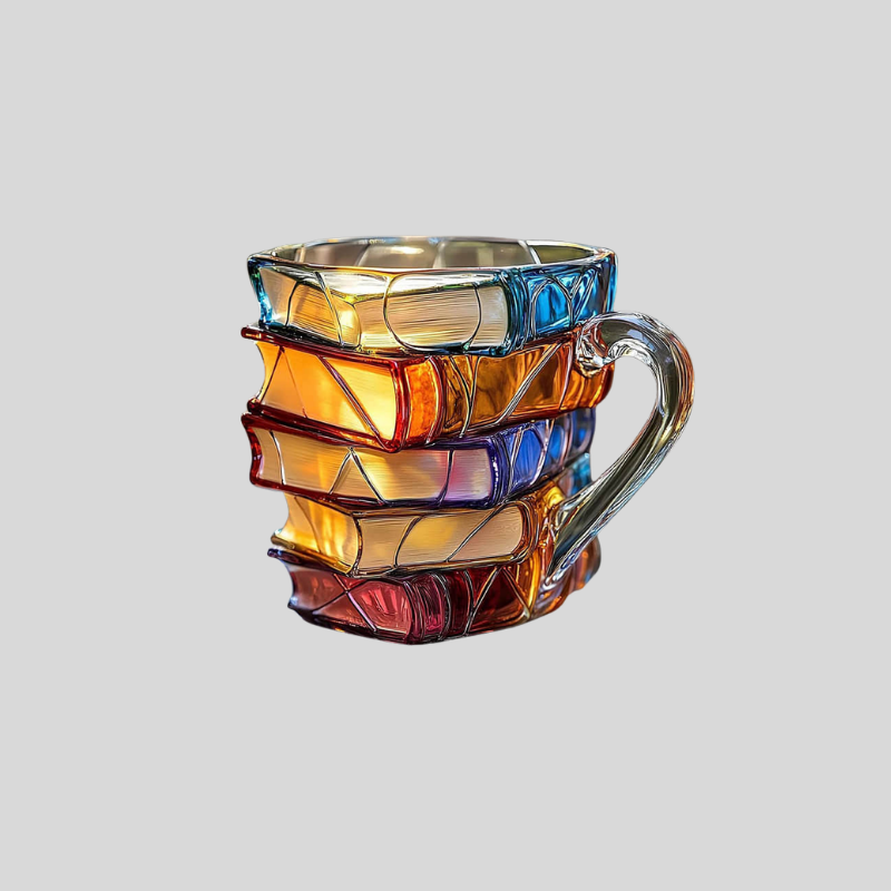 Tasse En Verre À Motif Livre 3D Fait Main - Valuna