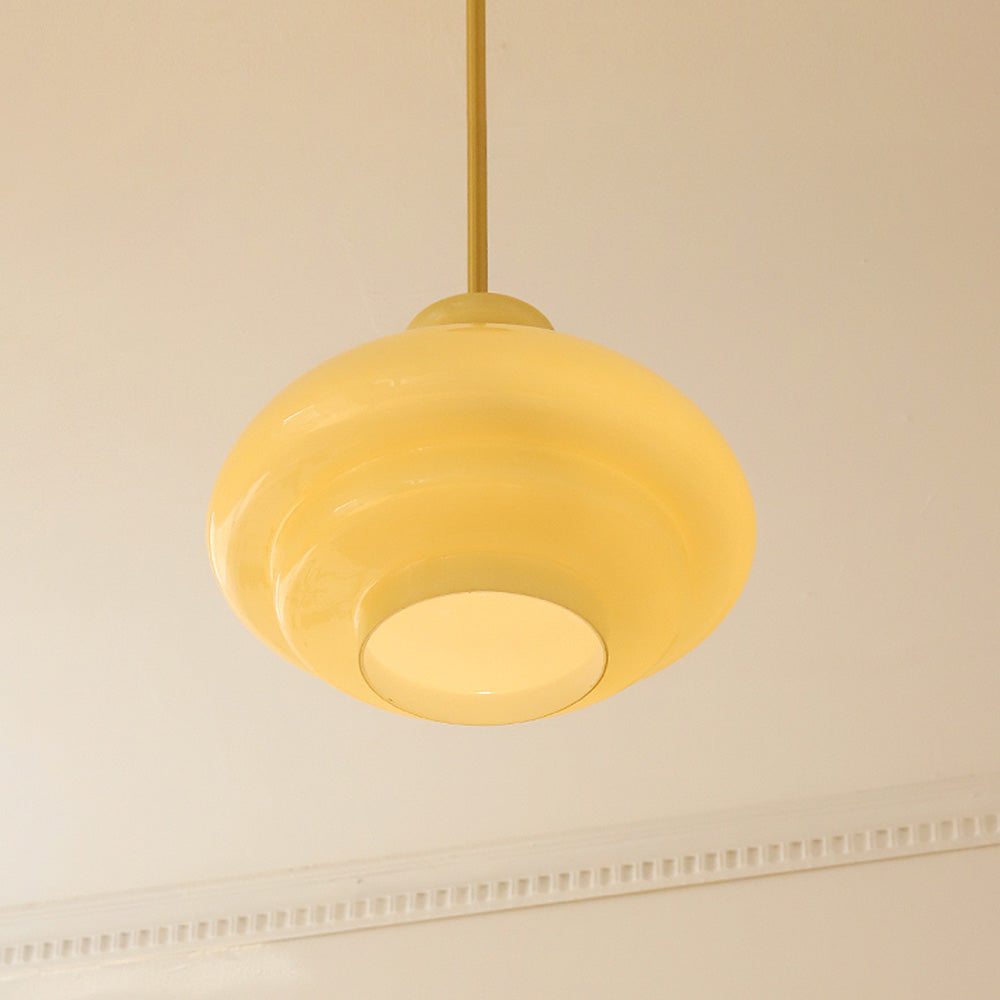 Suspension | Bauhaus en Verre Jaune Crème | Valuna