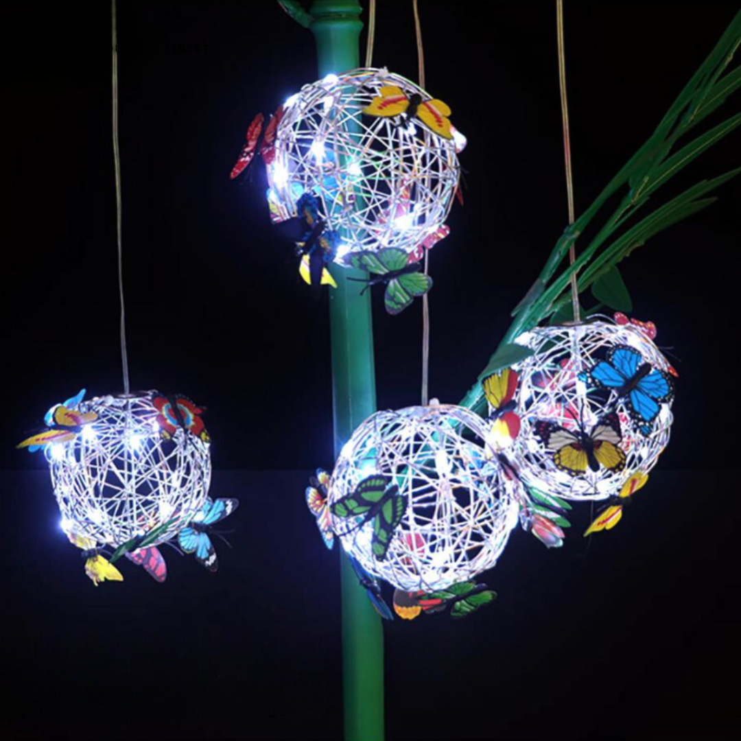 Lumière | Solaire Sphère Décorative Jardin avec Papillons | Valuna