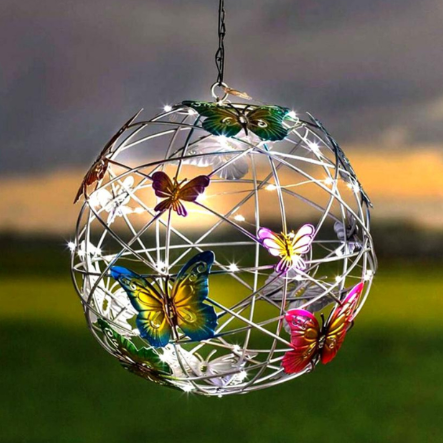 Lumière | Solaire Sphère Décorative Jardin avec Papillons | Valuna