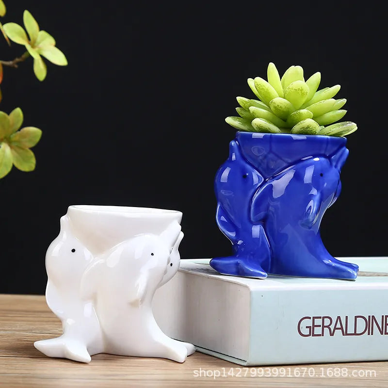Dolphin Pot | Pot De Fleurs En Céramique Original Pour Plantes | Valuna