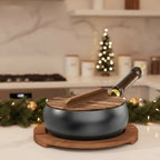 IronLuxon | Poêle En Fer Forgé Avec Poignée En Bois Et Couvercle En Option | Valuna