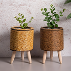 FauxRattan | Pot De Plante Rustique Fait Main – Panier À Fleurs Décoratif | Valuna