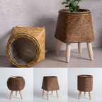 FauxRattan | Pot De Plante Rustique Fait Main – Panier À Fleurs Décoratif | Valuna