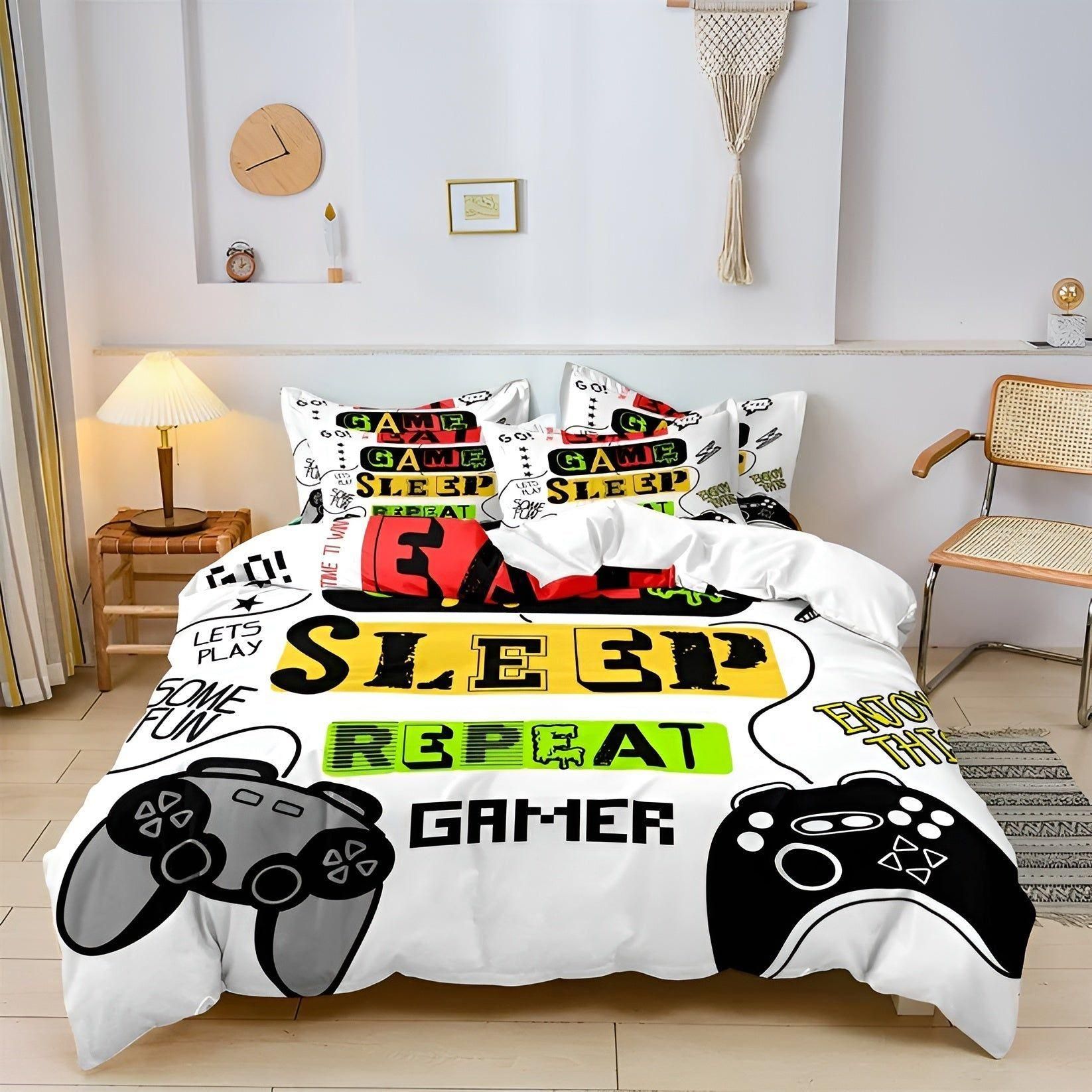 Ensemble De Literie Gamepad | Housse En Microfibre Douce Pour Enfants Avec Fermeture Éclair | Valuna