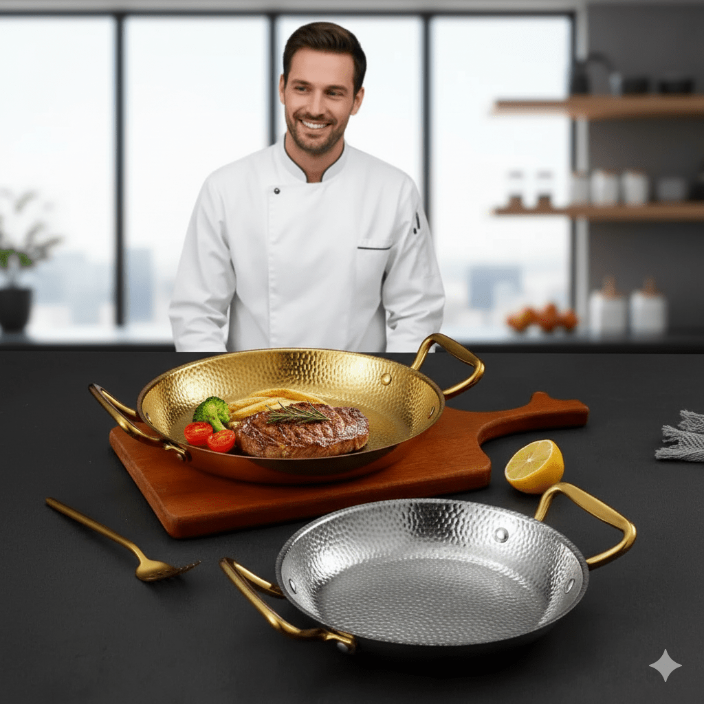 SteelChef | Casserole En Acier Inoxydable Martelé Pour Poêles, Sauces Et Cuisine Polyvalente | Valuna