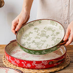 Plat à Four Céramique Sakura Peint à la Main | Motif Fleur de Cerisier | Valuna