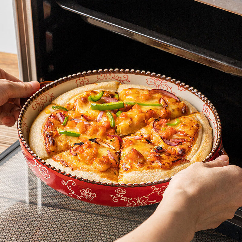 Plat à Four Céramique Sakura Peint à la Main | Motif Fleur de Cerisier | Valuna