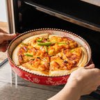 Plat à Four Céramique Sakura Peint à la Main | Motif Fleur de Cerisier | Valuna