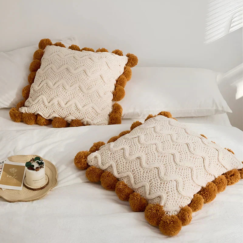 TasselNest | Housse De Coussin Décorative Avec Pompons Élégants | Valuna