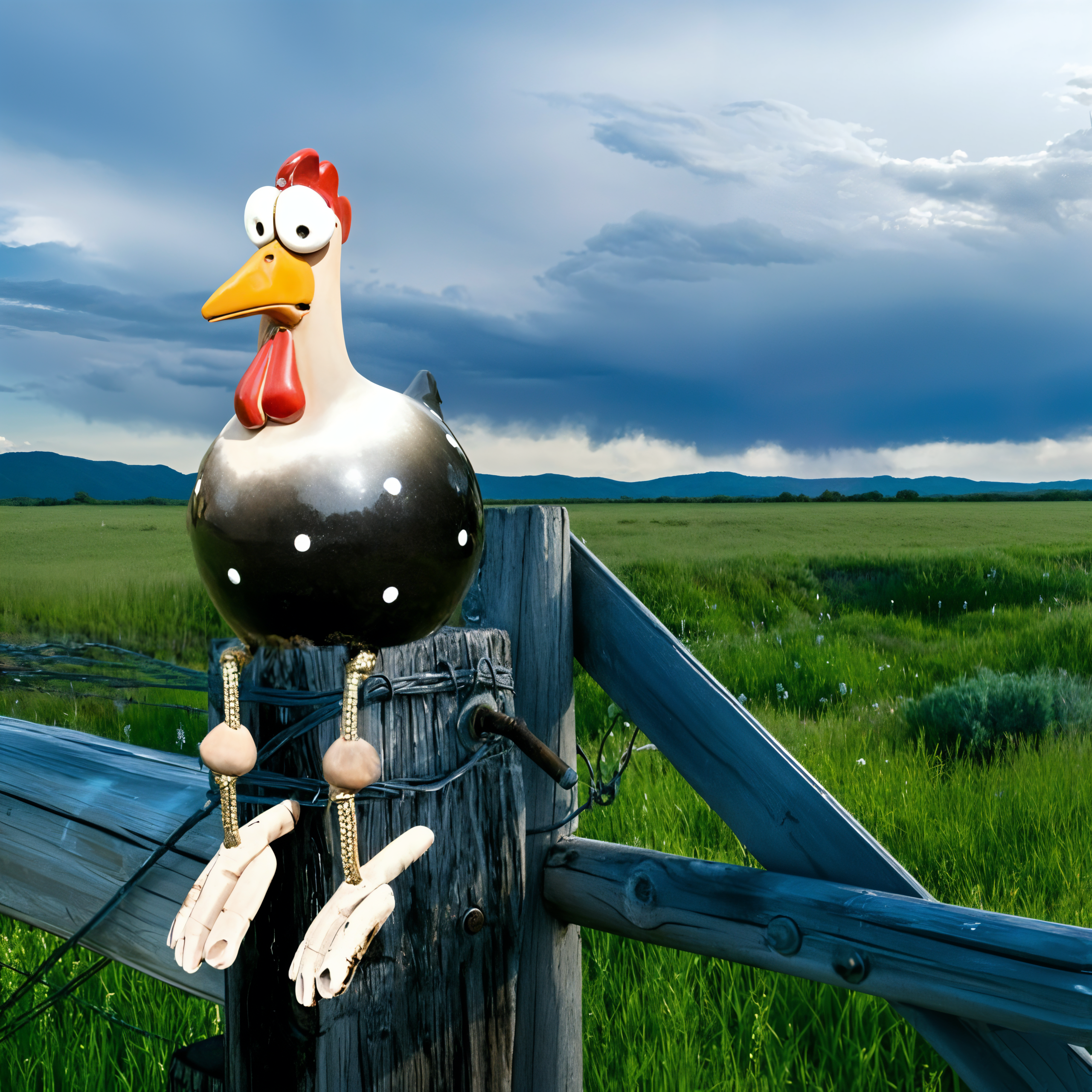 Poule Aux Grands Yeux | Statue De Jardin En Résine Artisanale Résistante | Valuna