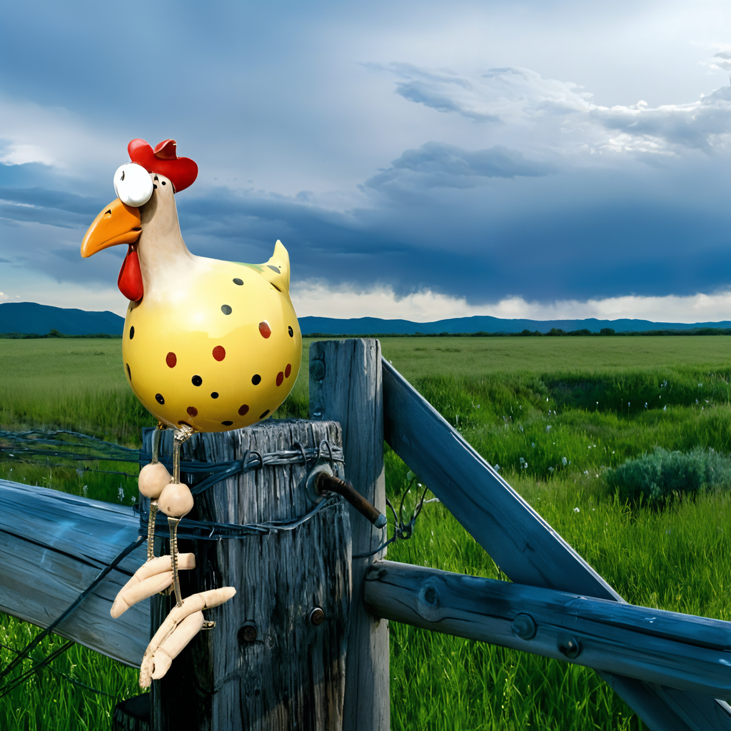 Poule Aux Grands Yeux | Statue De Jardin En Résine Artisanale Résistante | Valuna