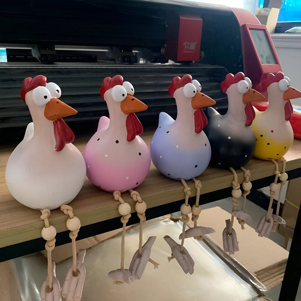 Poule Aux Grands Yeux | Statue De Jardin En Résine Artisanale Résistante | Valuna