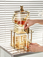 JuiceDispense | Distributeur De Jus En Verre Avec 4 Tasses Pour Fêtes Et Cuisine | Valuna