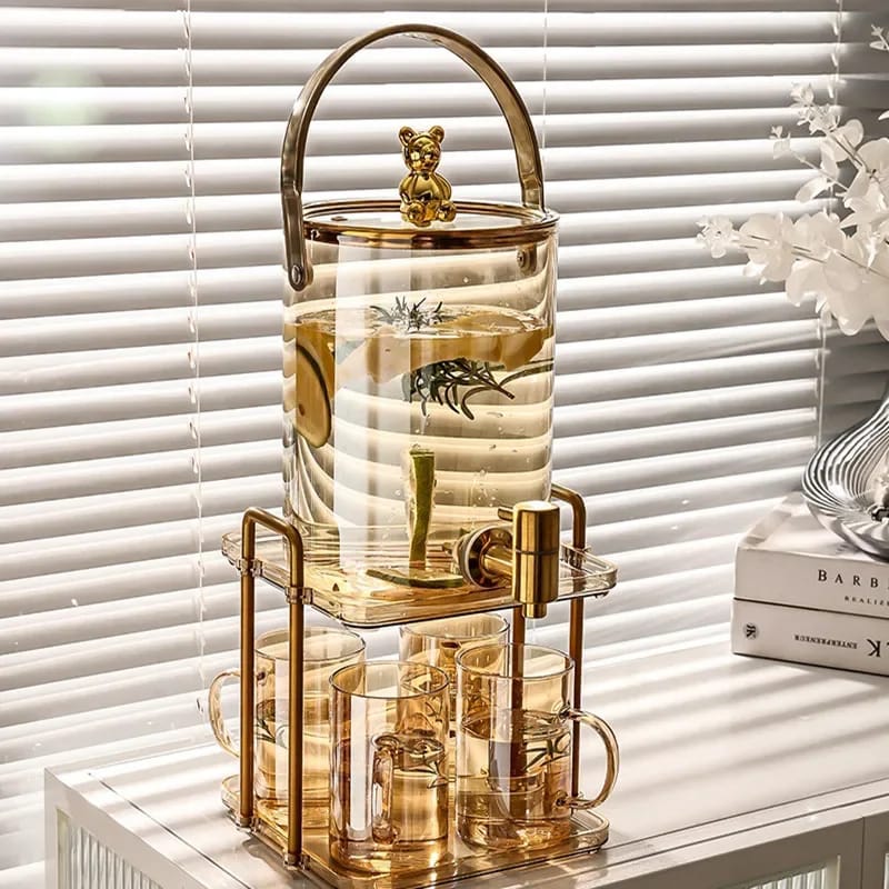 JuiceDispense | Distributeur De Jus En Verre Avec 4 Tasses Pour Fêtes Et Cuisine | Valuna