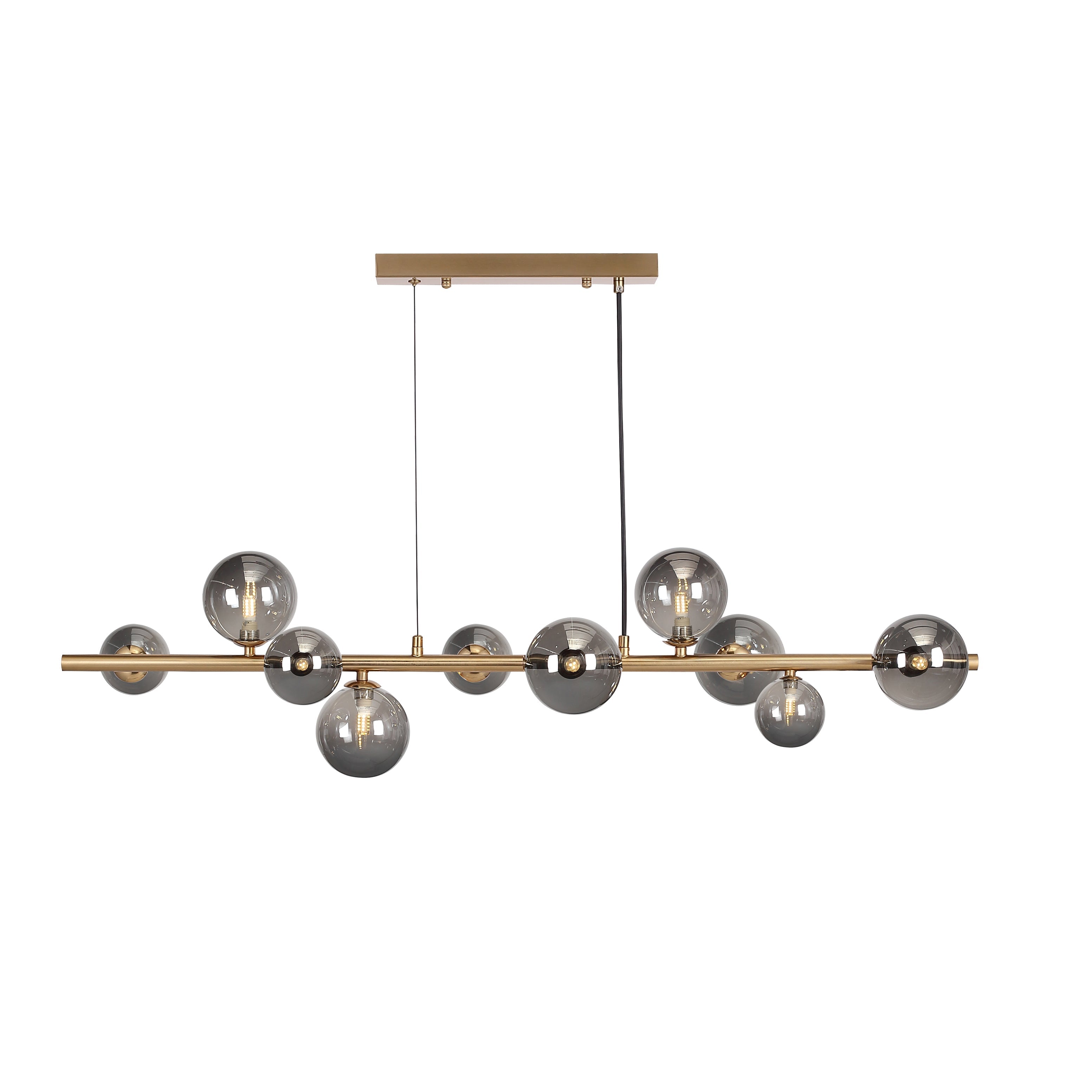 Valence | Suspension Longue en Laiton/Fumée