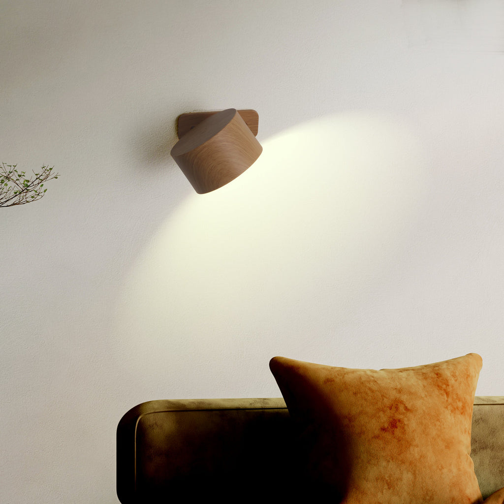 Lampe Murale Magnétique Ticky | Aspect Bois | Valuna