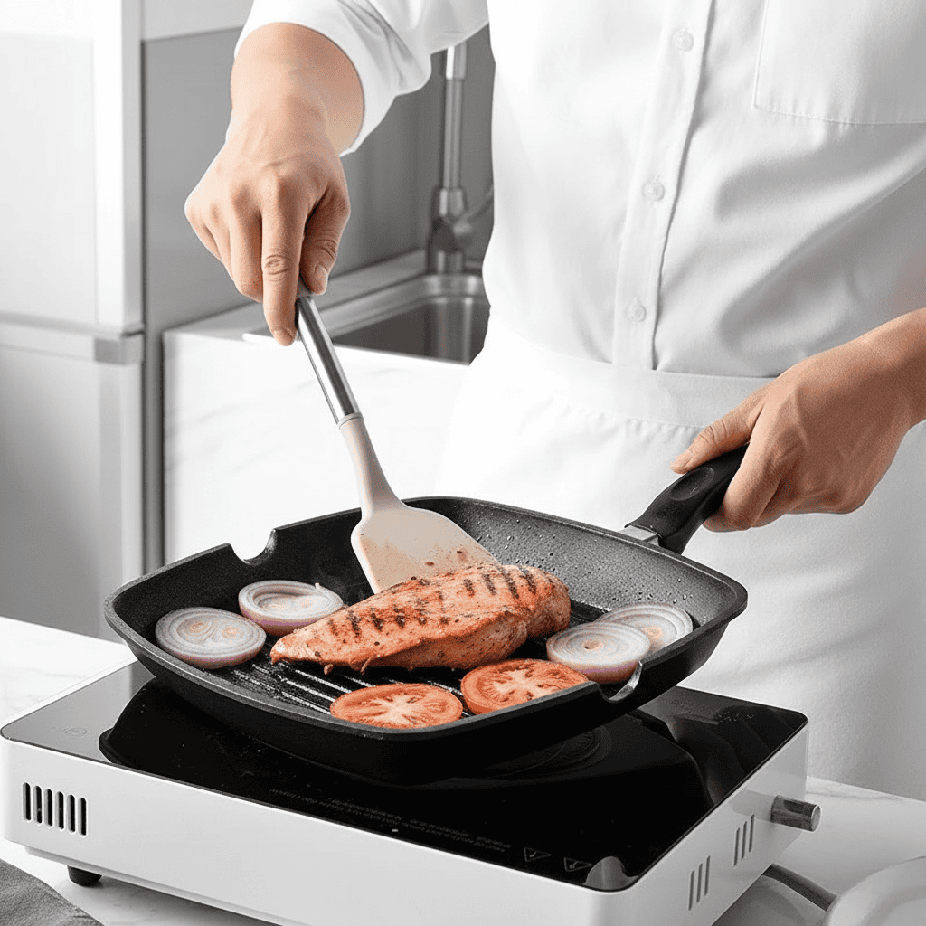 KitchLux | Ensemble D’Ustensiles De Cuisine Imitation Bois Avec Pointes En Silicone Souple | Valuna