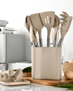 KitchLux | Ensemble D’Ustensiles De Cuisine Imitation Bois Avec Pointes En Silicone Souple | Valuna