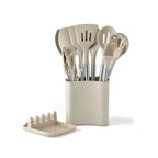KitchLux | Ensemble D’Ustensiles De Cuisine Imitation Bois Avec Pointes En Silicone Souple | Valuna