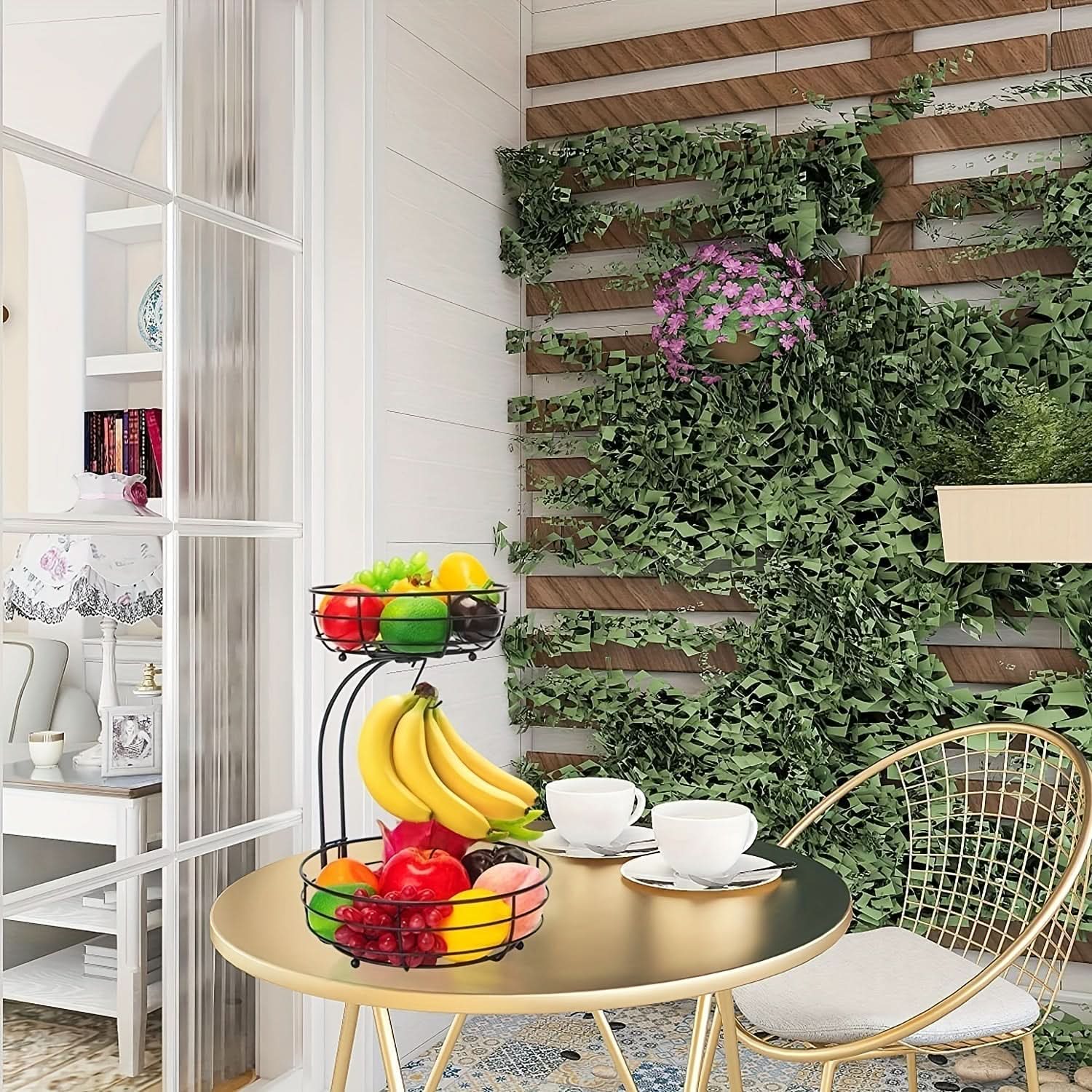 Nordiva | Support À Fruits À 2 Étagères Avec Porte-Bananes Design Scandinave | Valuna