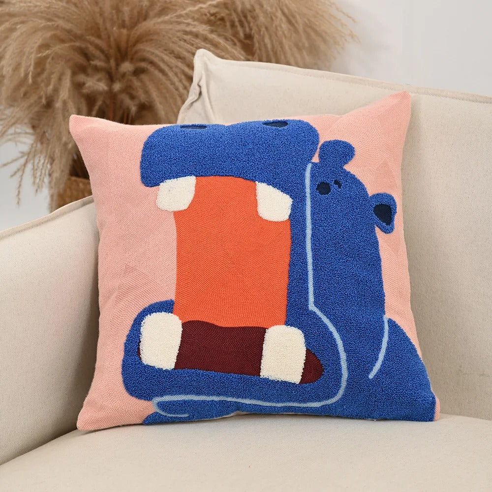Animaux Brodés | Housse De Coussin Décorative Artisanale | Valuna