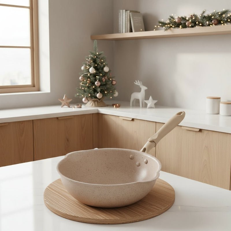 HeatonIQ | Wok Antiadhésif Profond Avec Revêtement En Pierre Maifan Pour Tous Les Types De Cuisinières | Valuna