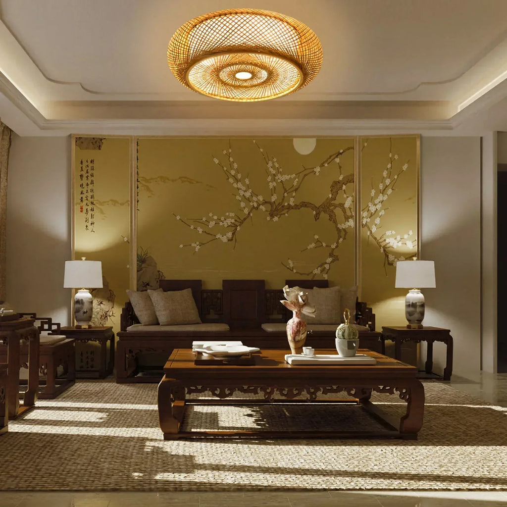 Lueur de la Nature | Lampe de Plafond en Bambou Tressé | Valuna