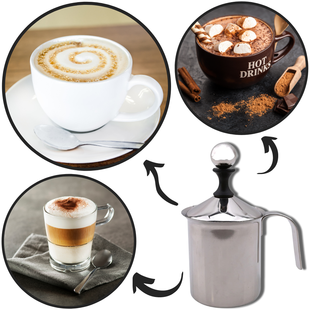 Fouet à Lait Manuel en Acier Inoxydable | Pichet 400 ml à Double Maille | Valuna