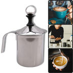 Fouet à Lait Manuel en Acier Inoxydable | Pichet 400 ml à Double Maille | Valuna