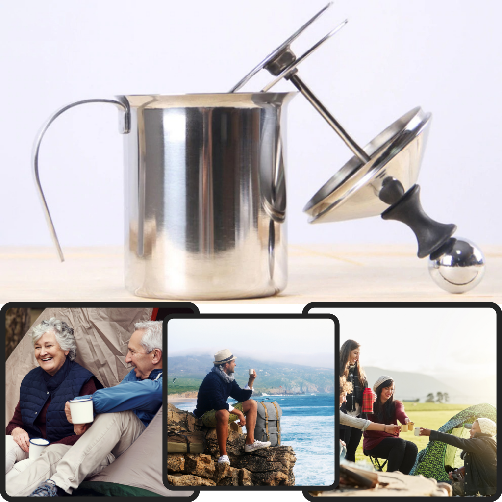 Fouet à Lait Manuel en Acier Inoxydable | Pichet 400 ml à Double Maille | Valuna