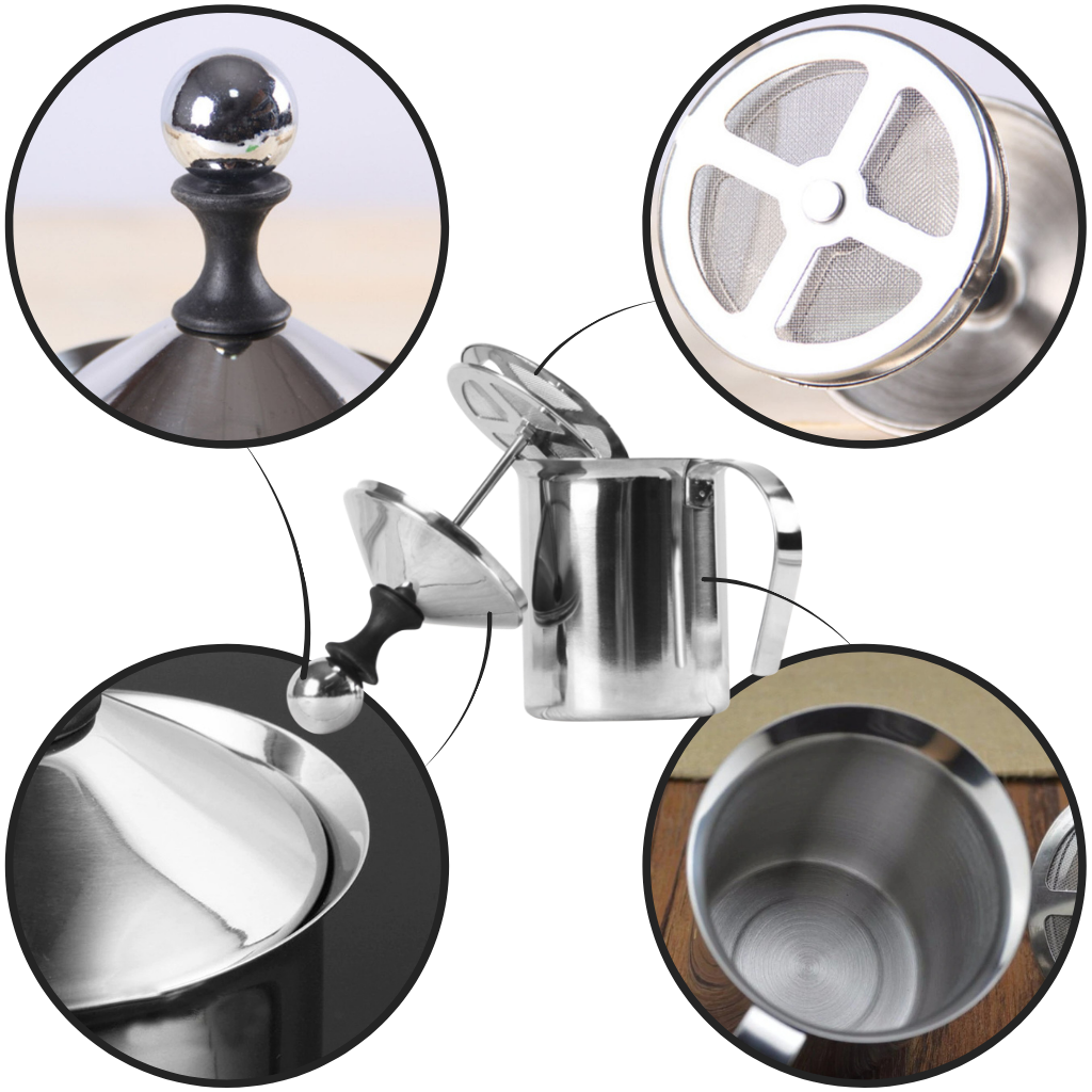 Fouet à Lait Manuel en Acier Inoxydable | Pichet 400 ml à Double Maille | Valuna