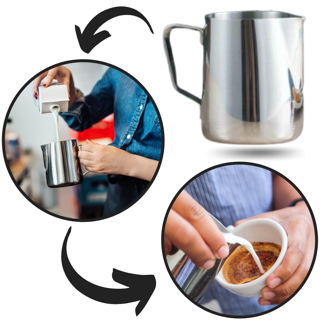 Pichet à Lait en Acier Inox | Fouet Manuel pour Cappuccino & Espresso | Valuna