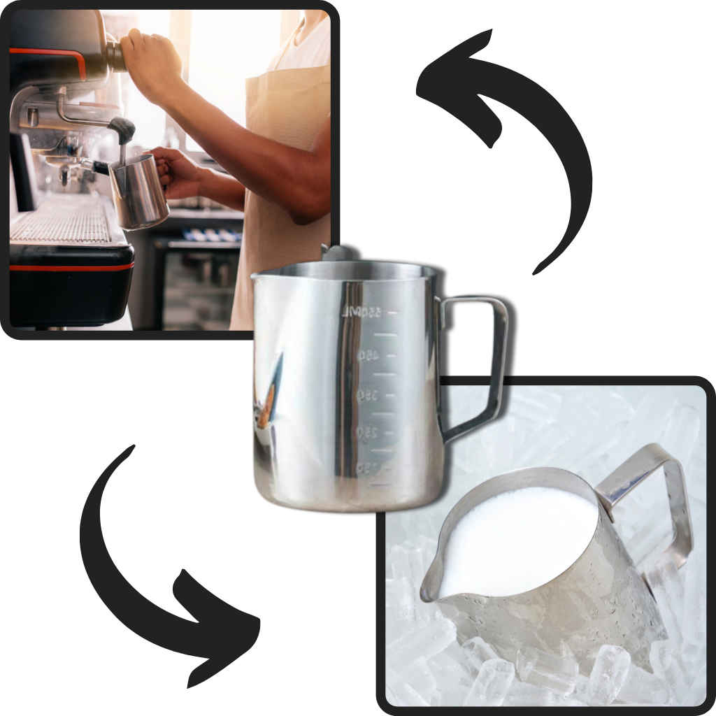 Pichet à Lait en Acier Inox | Fouet Manuel pour Cappuccino & Espresso | Valuna