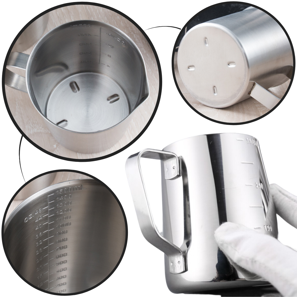 Pichet à Lait en Acier Inox | Fouet Manuel pour Cappuccino & Espresso | Valuna