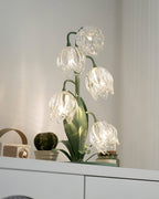 Pétale Verre | Lampe De Table Verte En Verre Sculpté | Valuna