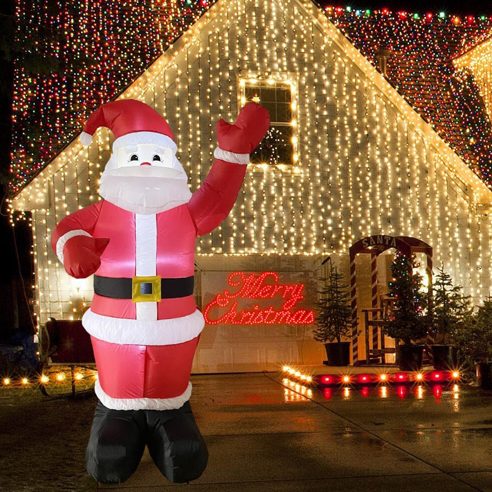 Père Noël Gonflable | Décoration De Noël Avec Lumières LED | Valuna