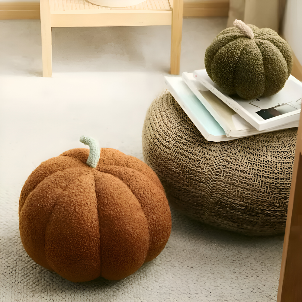 Coussin Citrouille | Coussin en Peluche Texturé Citrouille | Valuna