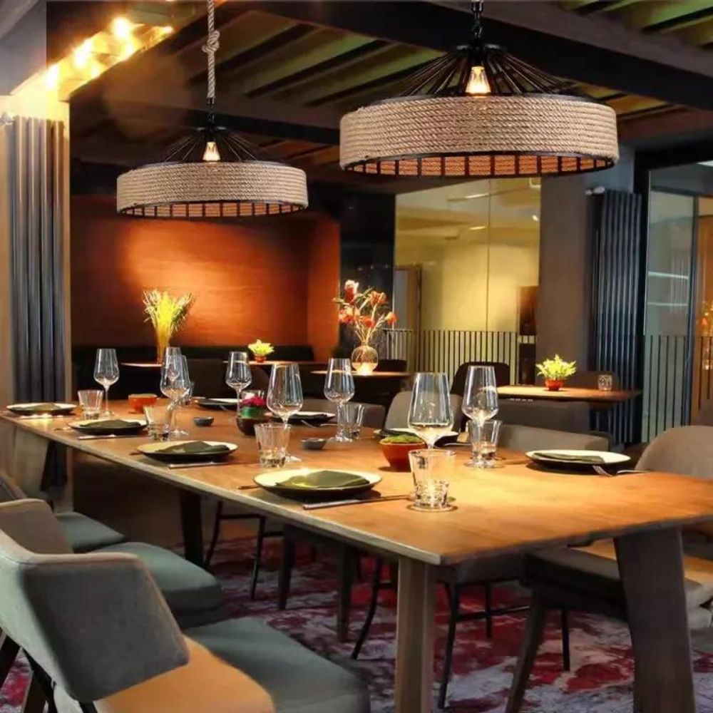 RopeGlow | Lampe Suspendue Rustique Moderne Pour Salon & Salle À Manger | Valuna