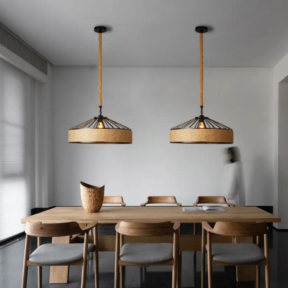 RopeGlow | Lampe Suspendue Rustique Moderne Pour Salon & Salle À Manger | Valuna