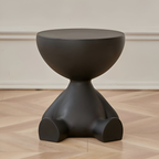 SoftRound | Table D’Appoint Ronde Crème / Table Basse Noire En Plastique Doux | Valuna